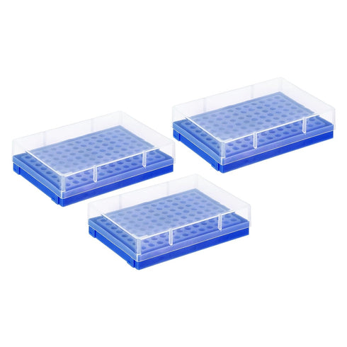 PATIKIL Tube Rack, 3Pcs 96 Positions Test Tube Rack with Cover for 0.2ml, 0.5ml, 1.5ml, 2ml Centrifuge Tube, Blue...