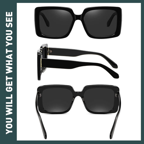 Vintage Square Polarized Sunglasses for Women Trendy 90s Thick Rectangle Sun Glasses UV400...