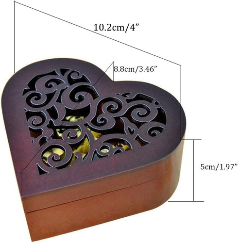 WESTONETEK Heart Shaped Vintage Wood Carved Mechanism Musical Box Wind Up Music Box Gift for Christmas/Birthday/Valentine's Day, Melody You are My...