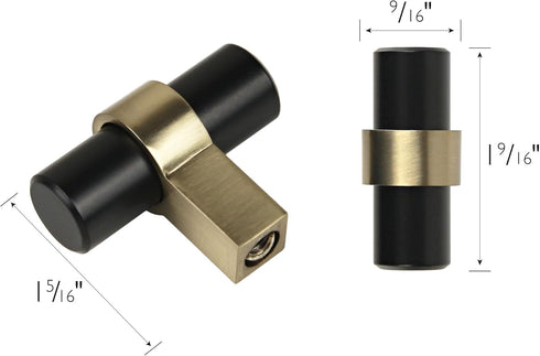 Design House Emery Cabinet Knobs, 5-Pack, Modern Kitchen Handles, Matte Black and Satin Gold, 188300...