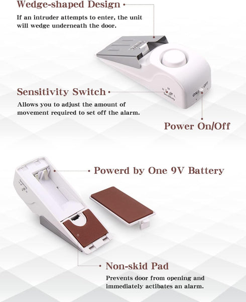 EMDMAK Door Stop Alarm with 120DB Siren Door Stop for Home & Travel (White) (Pack of 1)...