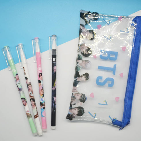 Bangtan Boys 12 Pcs Cute Gel Pen, Black Ink 0.5mm Ballpoint Pen, Fine Point Writing Gel Pen, School Supplies Office Supplies for Army Fans...