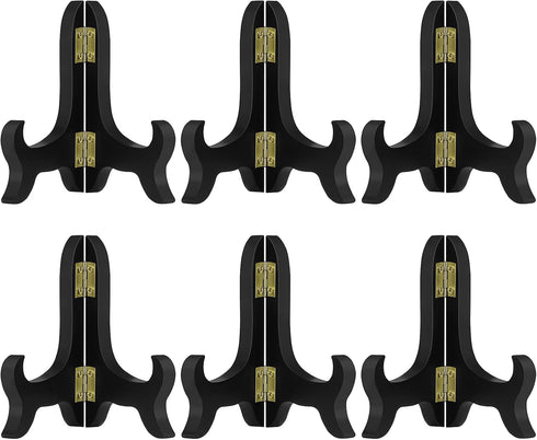 Petutu 6 Pack 4 Inch Wooden Display Stand Plate Easels Holder (Black)...