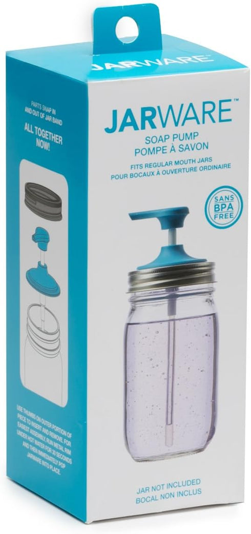 Jarware Soap Pump Lid for Regular Mouth Mason Jars, Blue...