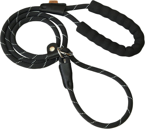 Slip Lead Dog Training Leash, Comfortable Padded Handle, Strong Rope for Large, Medium Dogs, No Pull Leash with Reflective Thread (Black, Large(2/...