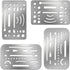 Clabby 4 Pieces Erasing Shield Stainless Steel Drawing Template Shield Drafting Tools with 26 Openings or 27 Openings for Mechanical Drawing Engin...