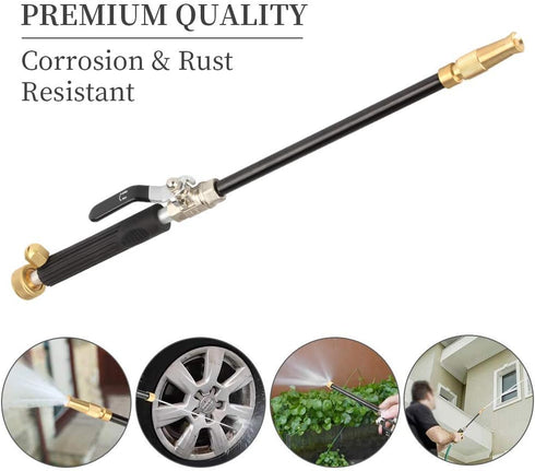 Hydro Jet Deep High Pressure Power Washer with Brass Garden Hose End Power 2 Nozzles for Home Outdoor Window Cleaning Car Water Washing Black(Adju...
