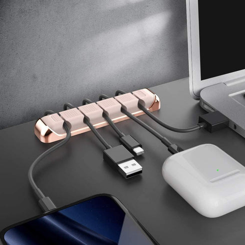 AHASTYLE Cable Organizer Holder 5 Slots Desktop Cord Wire Clips Keeper for Organizing USB Cable/Power Cord/Wire Home Office and Car (Pink)...