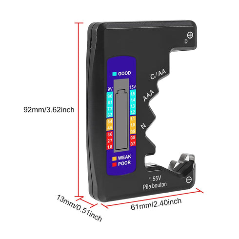 4PACK BT-886 Battery Tester Checker BatteryTester for Battery C D 9V AA AAA 1.5V -Black...