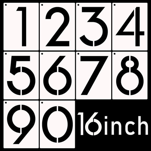 DXCYZ 16 Inch Large Number Stencils Kit 0-9 Address Number Stencil, 10PCS Reusable Plastic Painting Number Templates for Mailbox Signs, Door, Cars...