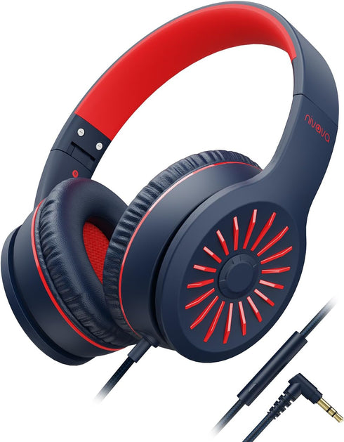 Wired Headphones with Microphone, K16 On-Ear Headphones for Kids with 3.5MM Jack, Foldable Stereo Bass Headphones for Teens School Amazon Kindle, ...