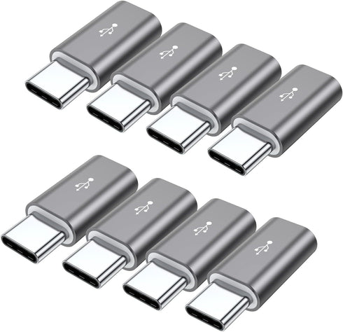 QianLink Micro USB to USB C Adapter,8-Pack Aluminum USB Type C Adapter Convert Connector Compatible with Samsung Galaxy S10 S9 S8 Plus Note 9 8, L...