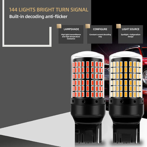 7443 Turn Signal Bulbs Amber Yellow 2023 B1 Series Turn Signal Light 7440 7443NA T20 LED Bulbs Super Bright with Projector Replacement for Car, Tr...