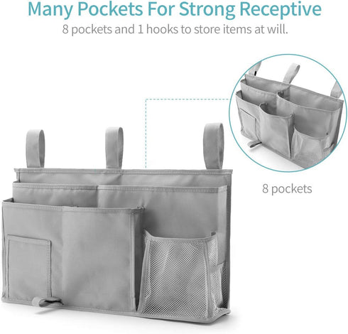 Bseash Bunk Bed Organizer, Bedside Caddy Hanging Bed Organizer Storage Bag 8 Pockets, for College Dorm Rooms Bed, Hospital Bed, Baby Bed Rails, 60...