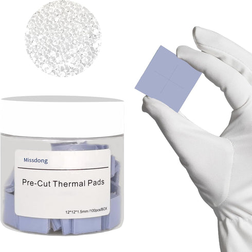 100PCS Thermal Pad,Soft Silicone Thermal Conductive Pad for Motherboard,Silicone Thermal Pad Size(12x12x1.5mm) Efficient Cooling for IC Chipset,Ot...