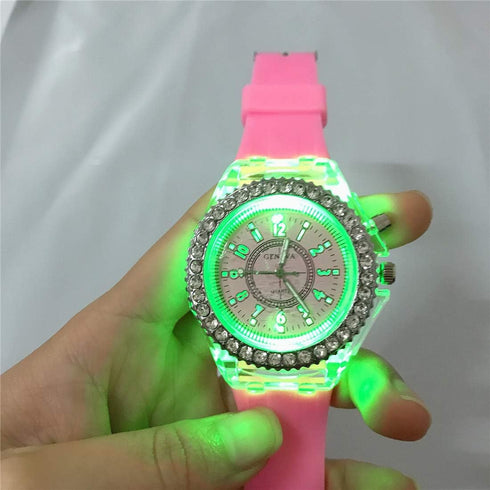 CdyBox Silicone Bling Watch LED Luminous Colorful Lights Sport Watches Girls Boys Wristwatch...