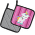Caroline's Treasures BB6806PTHD Pink Stripes Unicorn Pair of Pot Holders Kitchen Heat Resistant Pot Holders Sets Oven Hot Pads for Cooking Baking ...