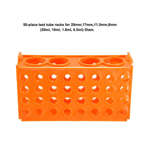 uxcell 4 Way Tube Rack Polypropylene 80-Well Orange for 0.5ml, 1.5ml, 1.8ml, 10ml, 15ml, 50ml...