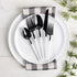 Blue Sky Infinity Flatware Deluxe Black & White Combo - 40 Count | Premium Disposable Plastic Cutlery Set with 8 Dinner Forks, 8 Salad Forks, 8 Kn...
