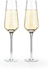 Viski Raye Angled Crystal Champagne Flutes Set of 2 - Premium Crystal Clear Glass, Modern Stemmed, Champagne Glass Gift Set - 8oz...