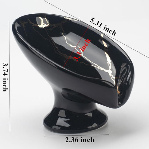 Ceramic Soap Dish, Leaf Shape, Self Draining, Black...