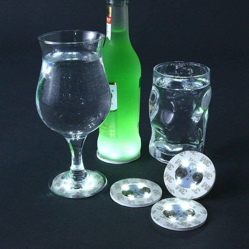 LOGUIDE LED Light Up Coasters,LED Bottle Lights, Bottle Glorifier,LED Sticker Coaster Discs for Drinks,Flash Cup Coaster Flashing Shots Light (Coo...