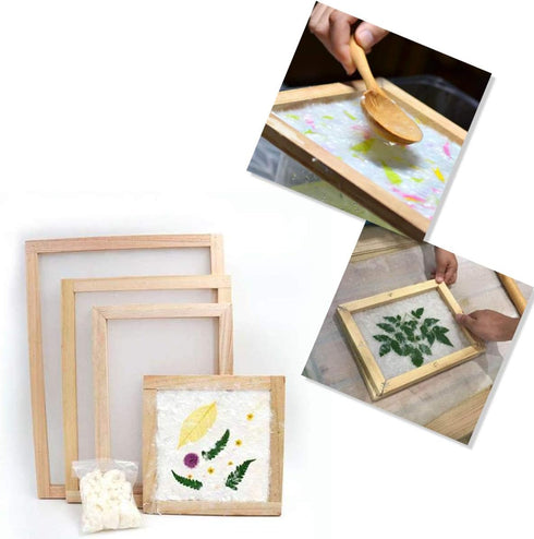 Worown A5 Size Paper Making Screen, Natural Wooden PaperMaking Mould, 7.5 x 10 inch Wooden Paper Making Frame for DIY Paper Craft and Dried Flower...