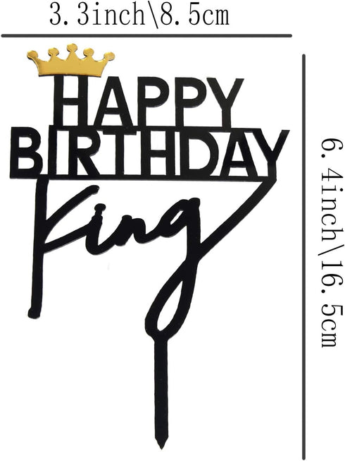 Happy Birthday Cake Topper Acrylic, King Cake Topper Birthday Decorations...