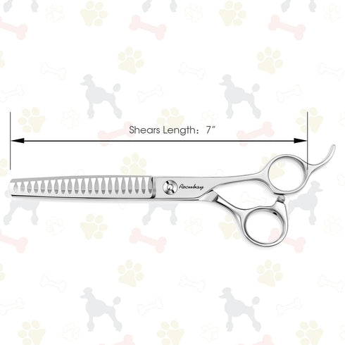 Dog Cat Scissors for Grooming, Pet Shears for Thick Coats and Matted Hair, Thinner Curved Straight Chunker Stainless Steel Shears (7.0" Chunker Si...
