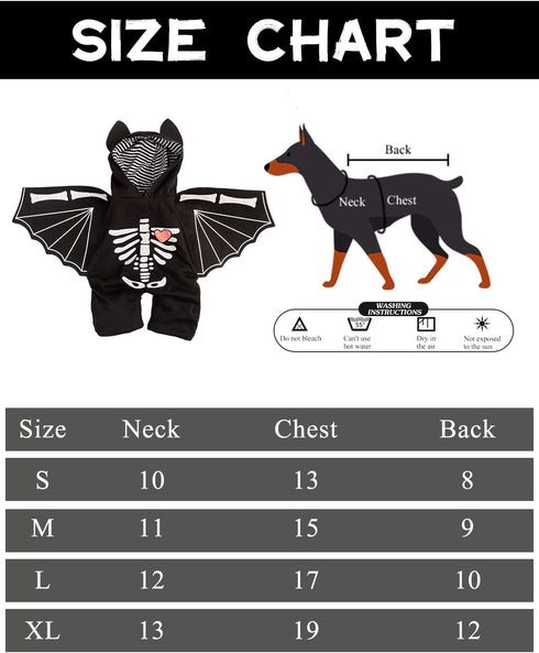 Dog Halloween Costume Pet Bat Clothes Puppy Halloween Cosplay Hoodies Cat Skull Shirts (L)...