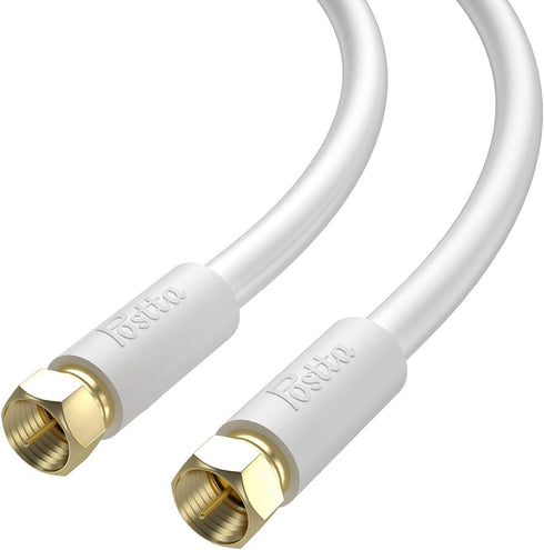 Postta Coaxial Cable(6 Feet) Triple Shielded Digital RG6 Antenna Cable with F-Male Connector Pin-White...