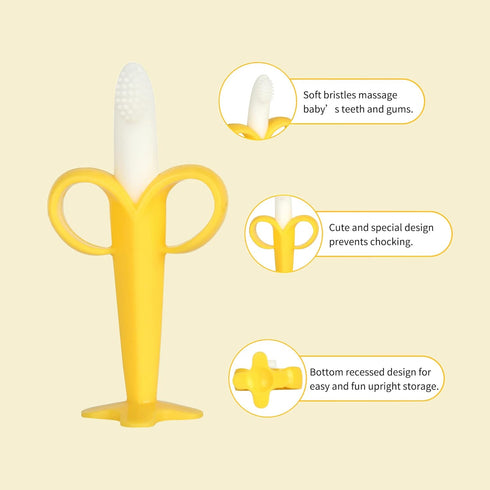 Chuya Teething Toys (4 Pack) Teething Toy for Baby, Teethers with Banana Baby Toothbrush Teeth Brushing,BPA-Free,Chew Toy Infants Toddlers Silicon...