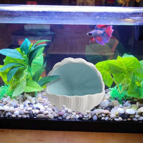 AnRui Cute Aquarium Decorations Ceramic Conch Shell-Shaped House Thematic Betta Fish Tank Accessory Decor Ornament Hideout Cave for Fish Playing o...