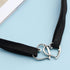 Punk Leather Choker Necklace Silver Heart Collar Chain Necklace Black Hollow Love Heart Necklace Chain Retro Velvet Choker Necklace Chain Jewelry ...