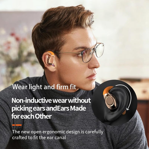 Wireless Ear Buds with Silicon Ear Loops,30hrs Playtime,Bluetooth 5.3 OWS Over Ear Sport Headphones with Hooks,3D HiFi Stereo,Microphone,siri Supp...