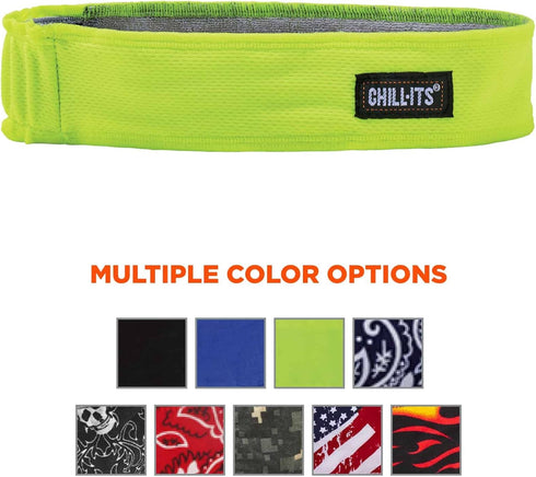 Ergodyne Chill-Its 6605 High-Performance Headband - Terry Cloth Sweatband, Lime, One Size...