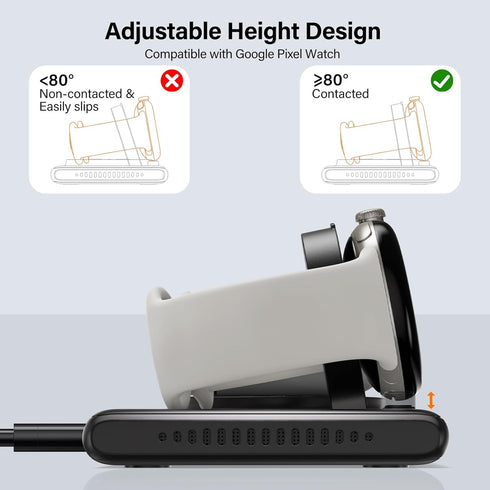 Wireless Charger for Google Pixel Watch 1, SwanScout 502G, 2 in 1 Charging Station Stand for Google Pixel 9/9 Pro/9 Pro XL/9 Pro Fold/8a/8 Pro/8/F...