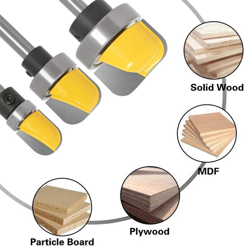 Mesee 3 Pieces Bowl and Tray Template Router Bit Set with Bearing Guide Dish Carving Router Bits Woodworking Milling Cutter Tool, 1/4 Inch Shank...