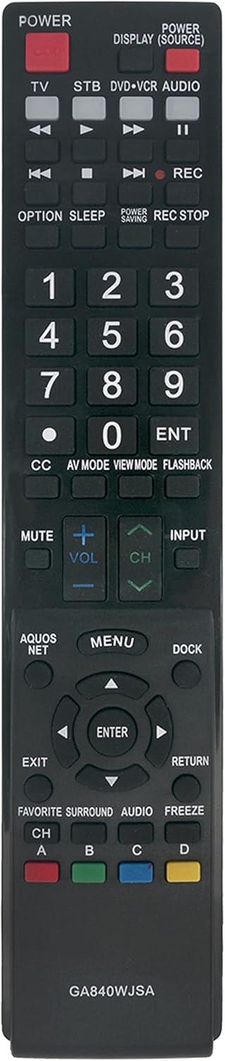 RRMCGA840WJSA GA840WJSA Replaced Remote Fit for Sharp Aquos TV LC-52LE810UN LC-52LE820 LC-52LE820UN LC-60LE810 LC-60LE810UN LC-60LE820 LC-60LE820U...