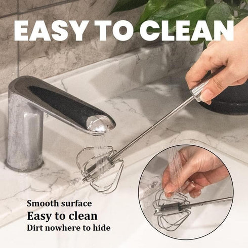 Stainless Steel Semi-Automatic Whisk Egg Whisk Hand Push Rotary Whisk Blender Semi Auto Egg Beater Hand Push Mixer Stirrer Egg Scrambler for Blend...
