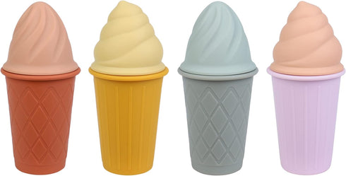 BLUE GINKGO Ice Cream Sand Toys - Silicone Beach Toy Ice Cream Set of 4 | Easy Clean, Travel-Friendly | Sand, Bath, Beach Toys for Toddlers and Ch...