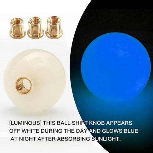 Round Ball Shift Knob Universal Luminous Gear Shift Knob 5 6 Speed for Manual Automatic Vehicles with Adapters (Cream to Blue)...