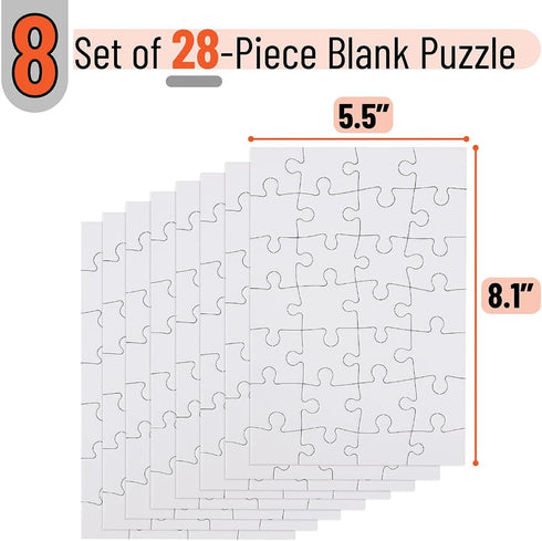 Mr. Pen- Blank Puzzle, 8 Pack, 28 Pieces/Pack, 5.5 x 8.1 Inches, White, Blank Puzzles to Draw on, White Puzzle, All White Puzzle, Blank Puzzle Pie...