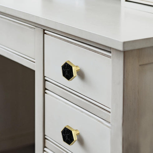 Gold Hexagon Cabinet Knobs Dresser Drawer Knobs Modern Furniture Knob and Handles Kitchen Cabinet Handles with White Zinc Alloy Cupboard Door Pull...