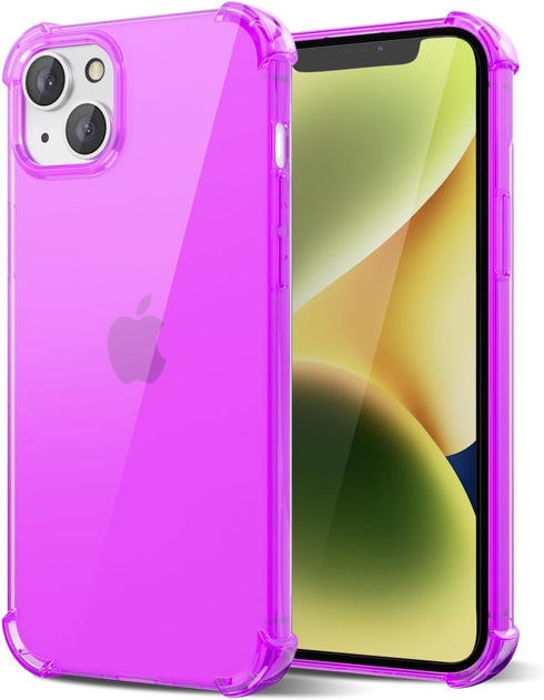 for iPhone 14 Case Clear, Neon Bright Vibrant Color, Transparent Jelly Protective Silicone Phone Case Design for Women Girly Cute, Thin Slim Soft ...