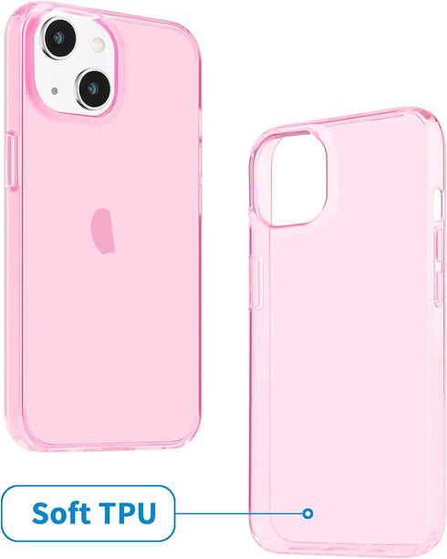 JJGoo Compatible with iPhone 13 Case, Clear Pink Soft Shockproof Protective Slim Thin Phone Bumper Cover for iPhone 13-6.1 inch 2021...