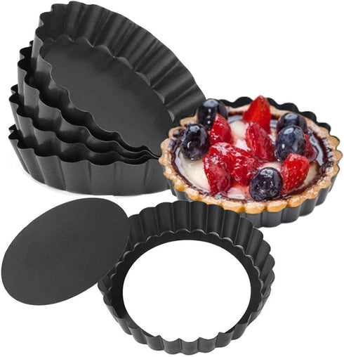 Mini Tart Pans, Nonstick 4 Inch Mini Quiche Pan Removable Bottom Tart Pan Set of 6 (4-Inch)...