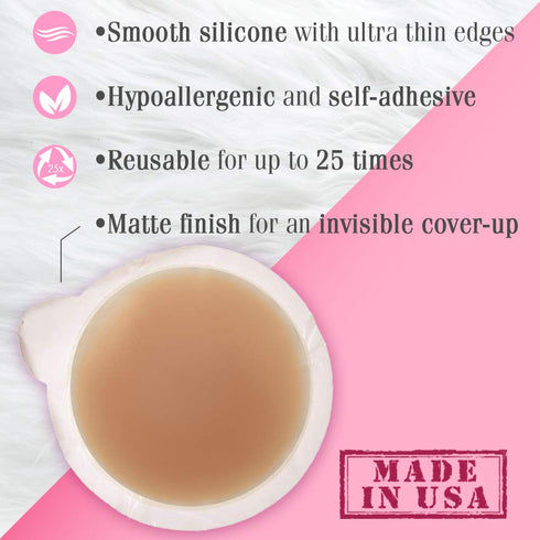 Hollywood Fashion Secrets Silicone Coverups, Hypoallergenic, Reusable, Washable, Gentle on Skin, Ultra Thin, Self Adhesive, Dark Shade, 1 Pack...