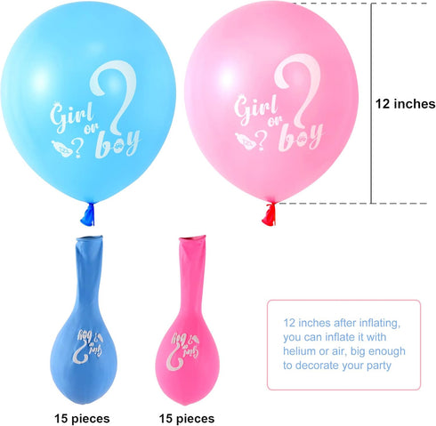 30 Pcs Gender Reveal Balloons Girl or Boy Latex Balloon 12 Inches Pink Blue Party Balloon for Gender Reveal Baby Shower Themed Decorations...