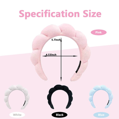 Spa Headband for Women, Sponge Make Up headbands, Spa Headband for Washing Face, Skincare Headband, Terry Cloth Headband for Make up Removal, Show...